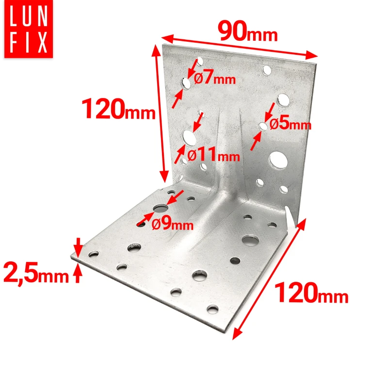 Úhelník s hrotem 120x120x90x2,5 tesařský 10 ks
