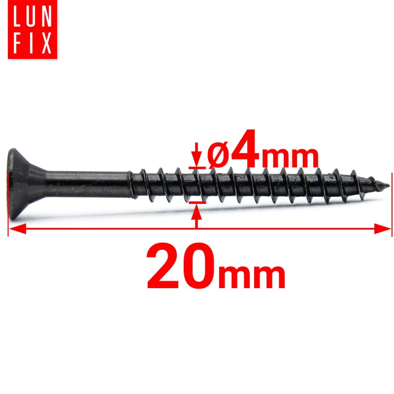 Wkręty uniwersalne 4x20 hartowane ocynkowane na czarno 1kg