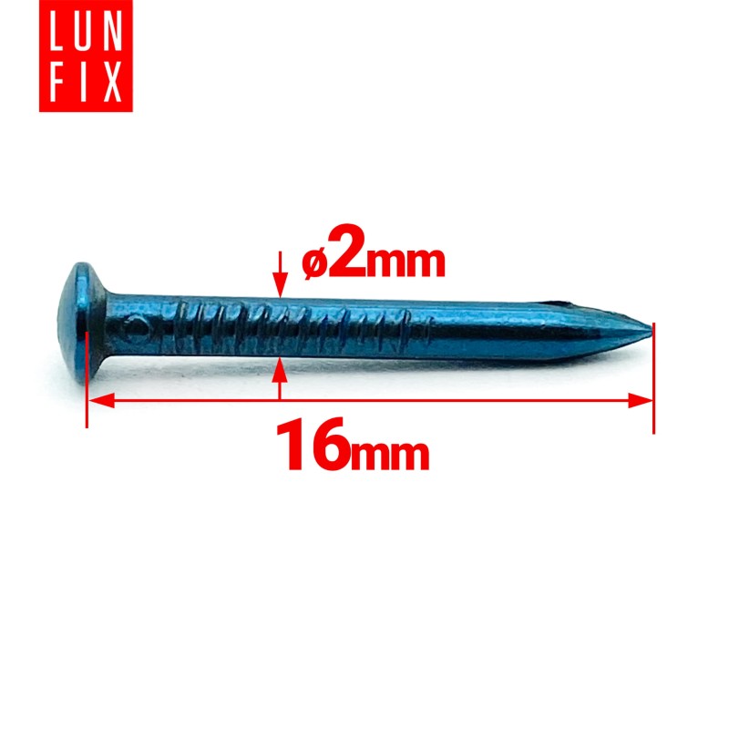 Gwoździe utwardzane 2x16mm niebieszczone 100szt.