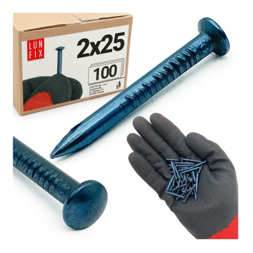 Kalené hřebíky 2x25mm modřené 100ks.
