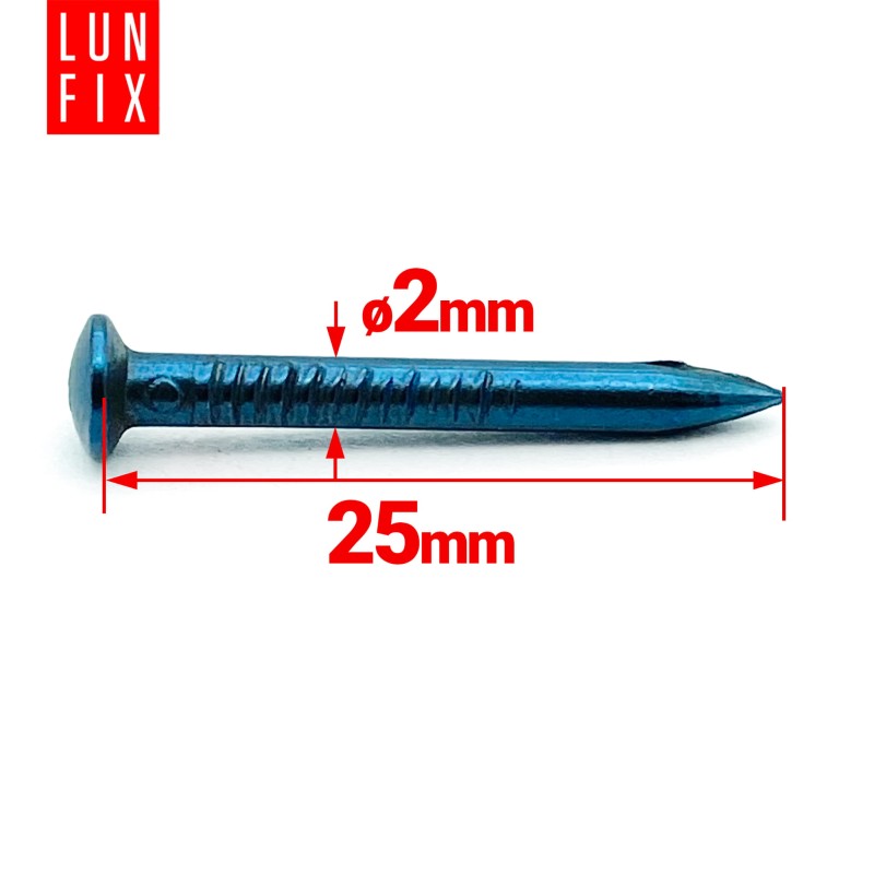 Gwoździe utwardzane 2x25mm niebieszczone 100szt.