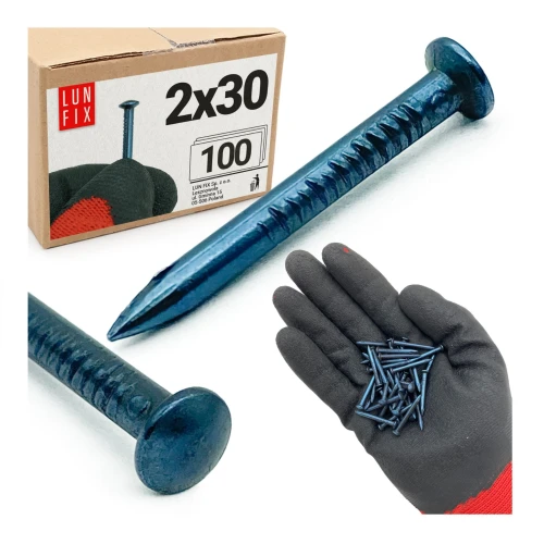 Kalené hřebíky 2x30mm modřené 100ks.