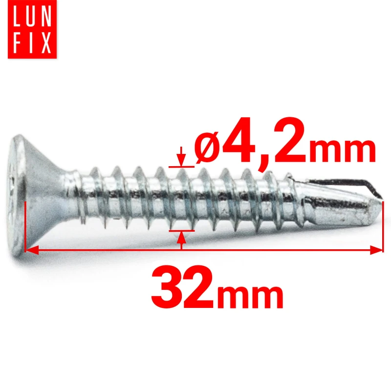 Samovrtný vrut se zápustnou hlavou 4,2x32 pro kov PH 500ks.