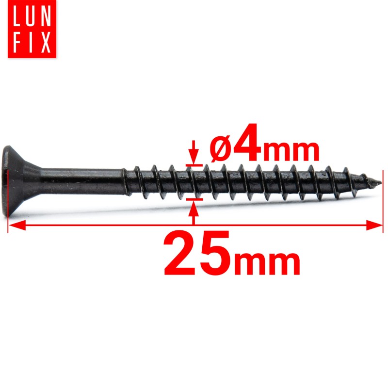 Wkręty uniwersalne 4x25 hartowane ocynkowane na czarno 1kg