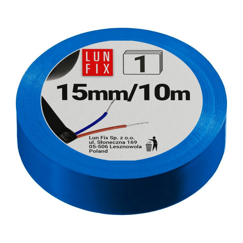 Taśma izolacyjna PVC niebieska 15mm 10m 1szt.