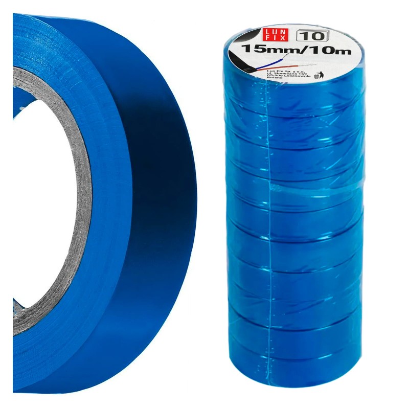 Taśma izolacyjna PVC niebieska 15mm 10m 10szt.