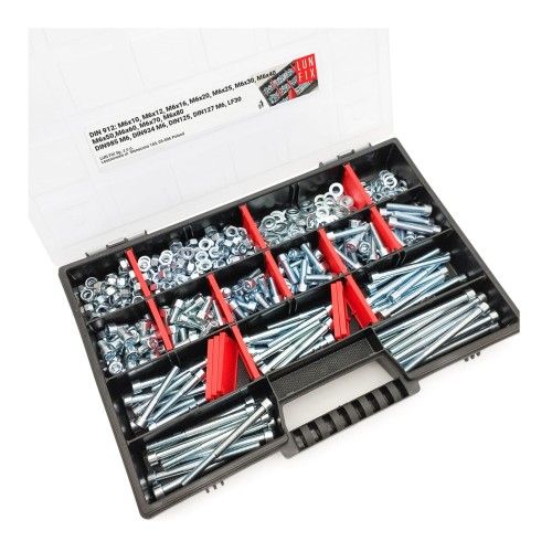 Sada válcových šroubů,  matic a podložek M6 450 kusů