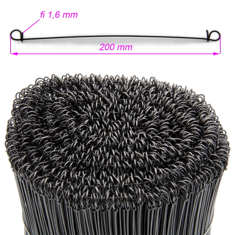 Drut wiązałkowy oczkowy fi 1,6 200mm (op 1000szt.)