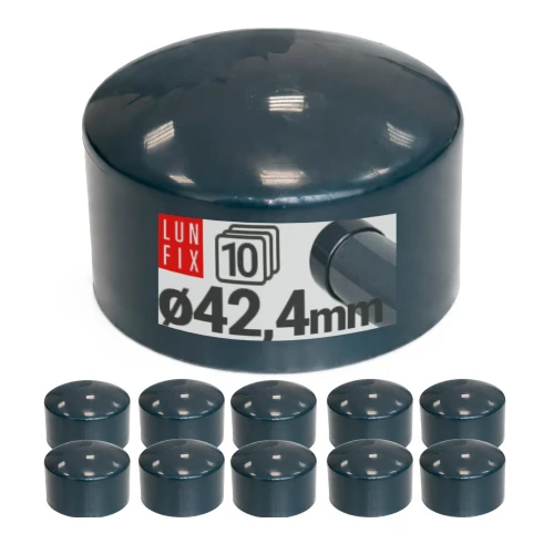 Vnější krytka na kulatý sloupek Ø42,4 mm, grafitová, 10 ks.
