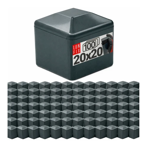 Vnější krytka na čtvercový sloupek 20x20 mm, grafitová, 100 ks.