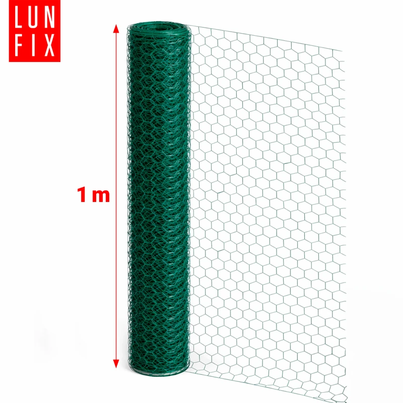 Siatka heksagonalna metalowa 25x25 mm, gr. 0,7 mm, zielona ocynkowana h1 5 mb – hodowlana, na woliery, dla kota na balkon, przeciw ptakom