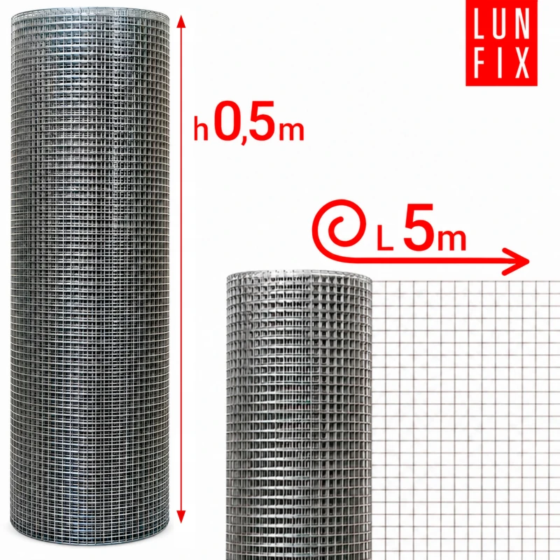 Pozinkované svařované pletivo, oko 6x6 mm, drát Ø0,6 mm, výška 0,5 m, délka 5 m – proti krtkům, kunám a hrabošům