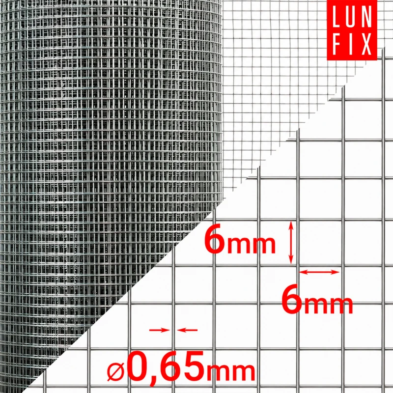 Siatka zgrzewana ocynkowana 6x6 fi0,6 mm h0,5 m 5mb - na krety, kuny, nornice