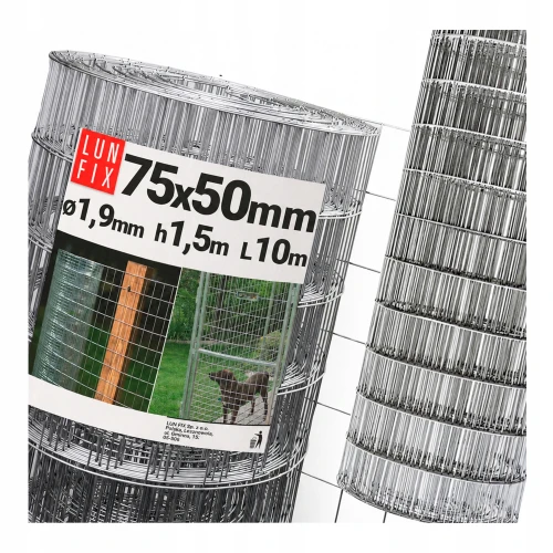 Pozinkované svařované pletivo, oko 75x50 mm, drát Ø1,9 mm, výška 1,5 m, délka 10 m – plotové, chovatelské, na voliéry a ohrady