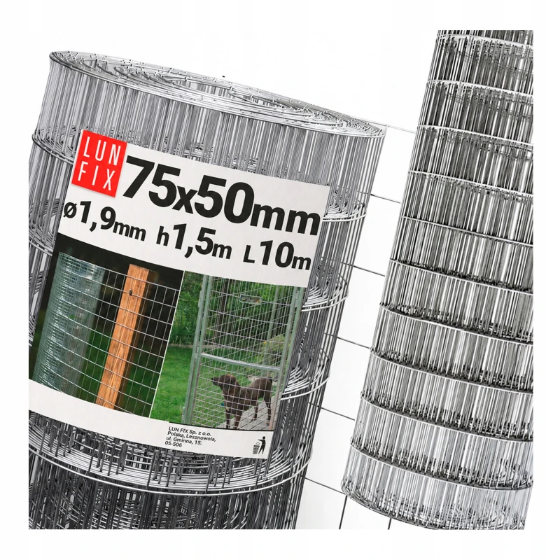 Pozinkované svařované pletivo, oko 75x50 mm, drát Ø1,9 mm, výška 1,5 m, délka 10 m – plotové, chovatelské, na voliéry a ohrady