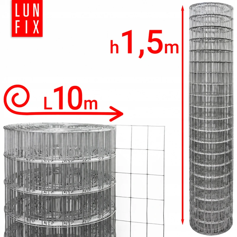 Pozinkované svařované pletivo, oko 75x50 mm, drát Ø1,9 mm, výška 1,5 m, délka 10 m – plotové, chovatelské, na voliéry a ohrady
