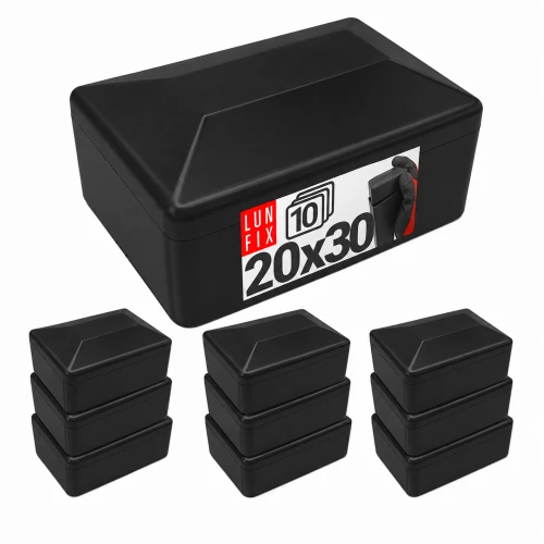 Černá záslepka pro obdélníkový plotový sloupek 20x30 mm, 10 ks.