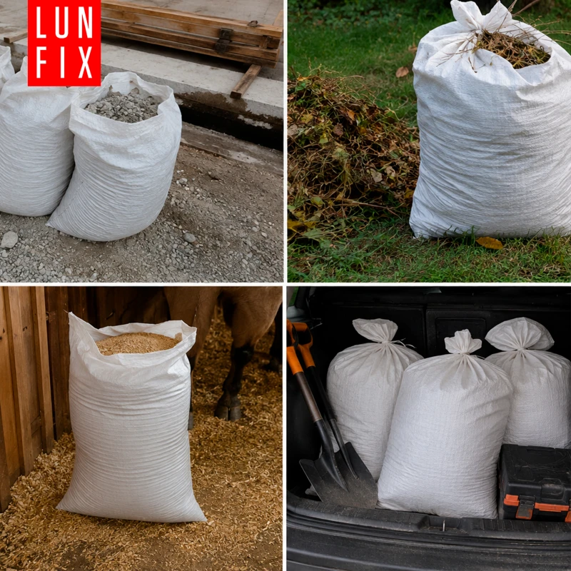 Worek na gruz 40 x 60 cm 30 g 63 g/m² biały 100 szt. - worek polipropylenowy, na piasek, zboże, odpady budowlane