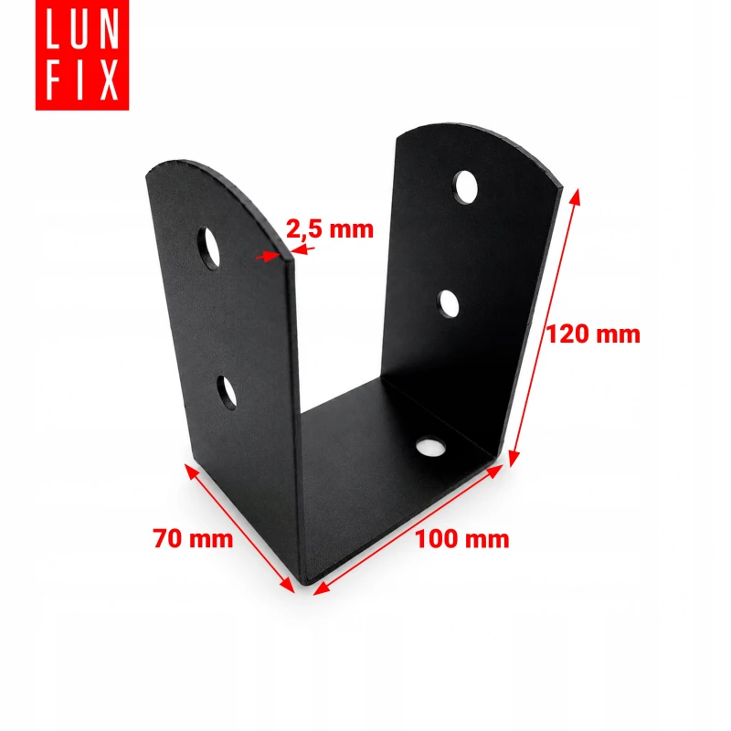 Podstawa słupa typu U 100x70x120x2,5 mm czarna PSOL – 1 szt.