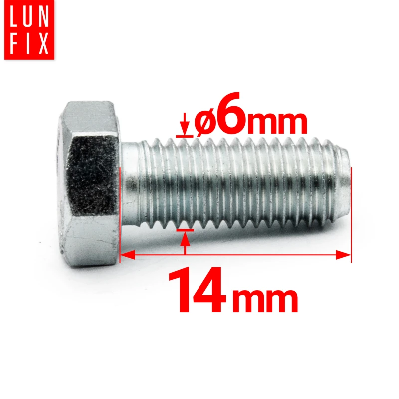 Pozinkovaný šestihranný šroub M6x14 mm DIN 933, třída 8.8, 1 kg