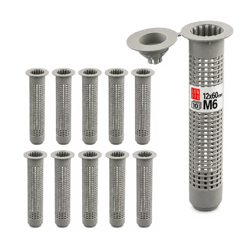 Sítové pouzdro pro chemickou kotvu 12x60 mm, pro závit M6, 10 ks.