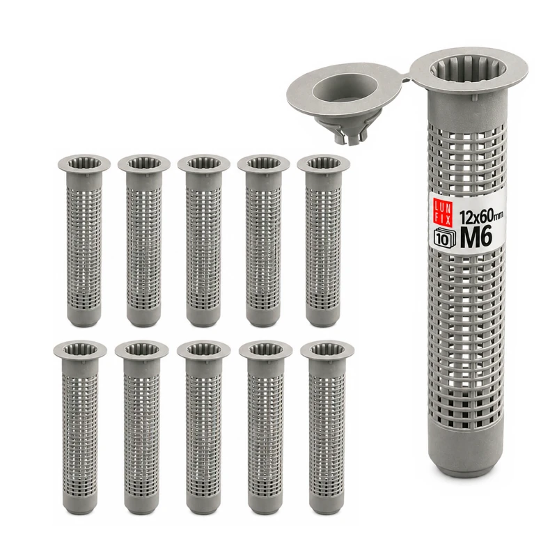 Sítové pouzdro pro chemickou kotvu 12x60 mm, pro závit M6, 10 ks.