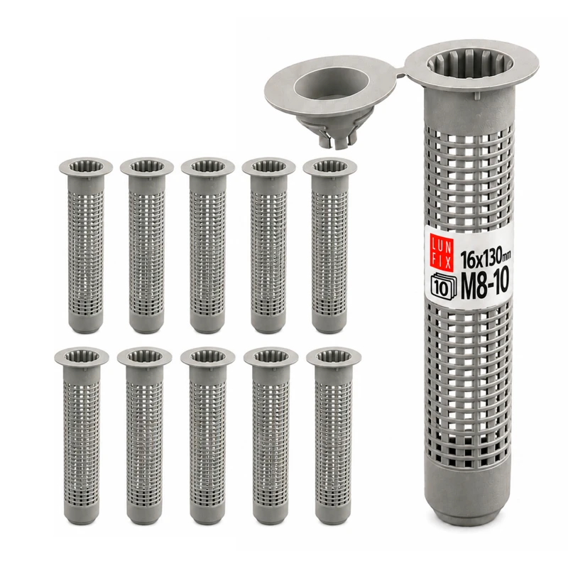 Sítové pouzdro pro chemickou kotvu 16x130 mm, pro závity M8–M10, 10 ks.