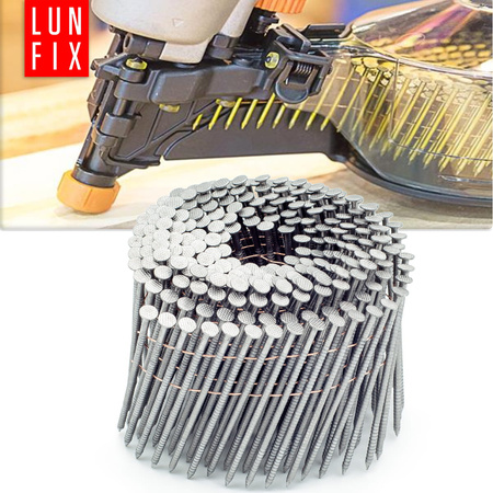 Hřebíky do bubnové hřebíkovačky 120mm 3,4x120 hřebíky kroužkové na drátu 1800ks.