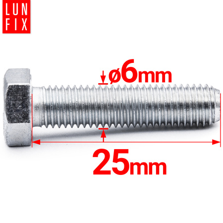 Metrický šroub M6x25 pozinkovaný DIN 933 třída 5.8 1kg