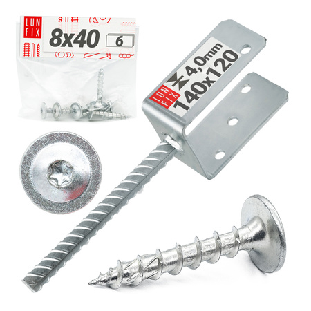 Kotevní patka s týčí do betonu 140mm + šrouby