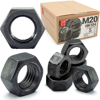 Šestihranná matice M20 DIN 934 třída 6 černá 8ks.