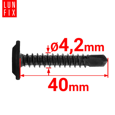 Samovrtný šroub 4,2x40 do kovu fosfátovaný s talířovou hlavou 50ks.