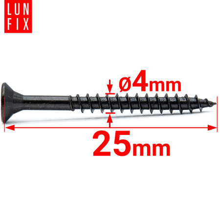 Vrut se zápustnou do dřeva 4x25 černý pozink 1kg