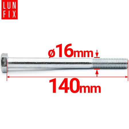 Metrický šroub M16x140 částečný závit DIN 931 třída 8.8 pozink. 1kg