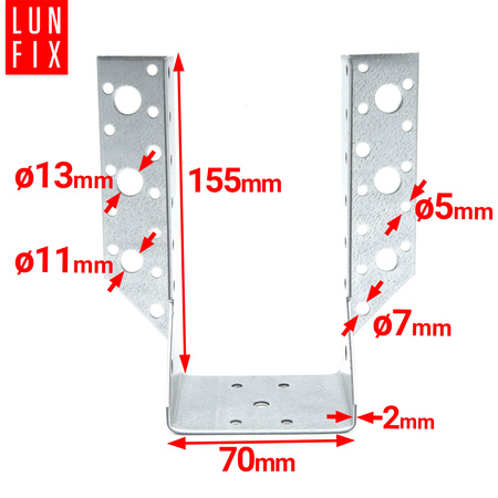 Závěs trámu 70x155 mm spojovací botka
