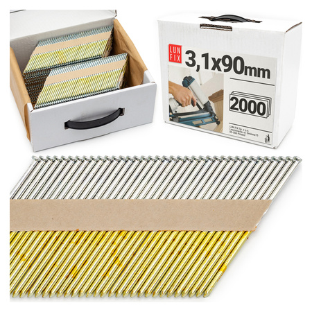Hřebíky do hřebíkovačky 90mm 3,1x90 3,5'' hladké na papíře pozinkované 2000ks.