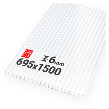 Komůrkový polykarbonát 6 mm čirý 695x1500 mm pro skleníky čirá deska