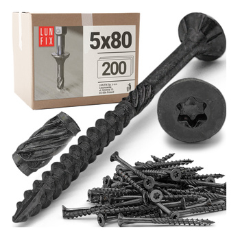 Tesařské černé šrouby 5x80 se zapustnou hlavou pozinkované 200ks