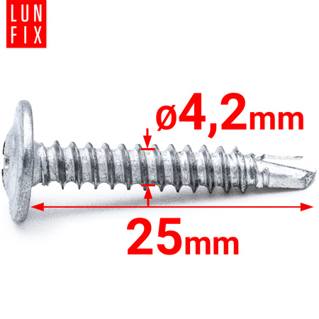 Samovrtný šroub taliřový 4,2x25 na kov 100ks.