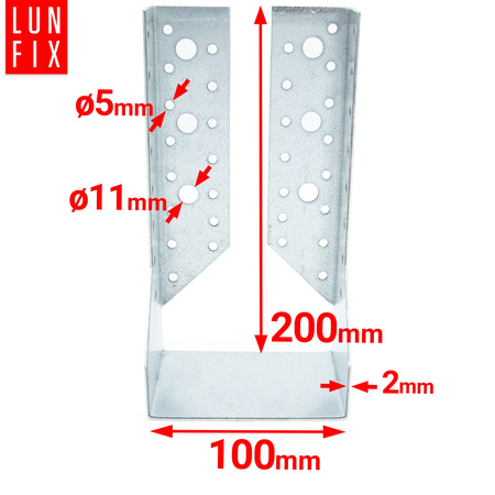 Závěs trámu 100x200x2 mm dělená botka