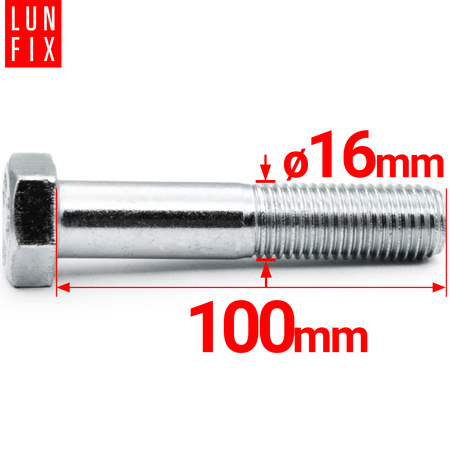 Metrický šroub M16x100 částečný závit DIN 931 třída 8.8 pozink. 1kg