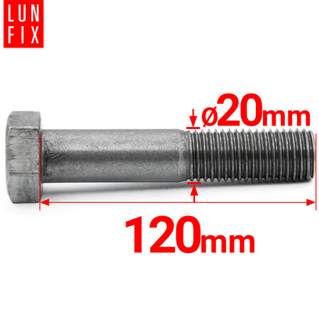 Metrický šroub M20x120 částečný závit DIN 931 třída 5.8 černý 1kg