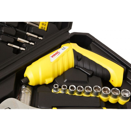 Sada domácích nástrojů AKU šroubovák USB vrtáky bity 110 kusů