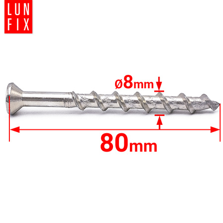 Vruty na beton 8x80 se zápustnou hlavou TX30 50 kusů