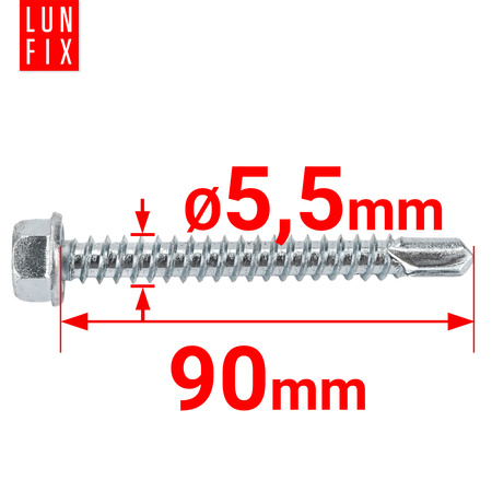 Samovrtný šroub 5,5x90 šestihranný DIN7504K pozinkovaný 50ks.