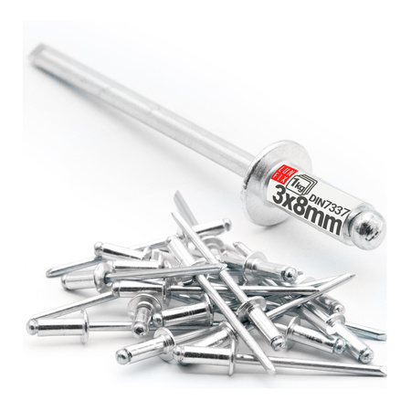 Nýt trhací 3x8mm hliník/ocel se zapuštěnou hlavou 1kg