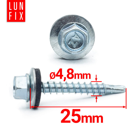 Samořezný vrut do plechu 4,8x25 pozinkovaný 250ks.