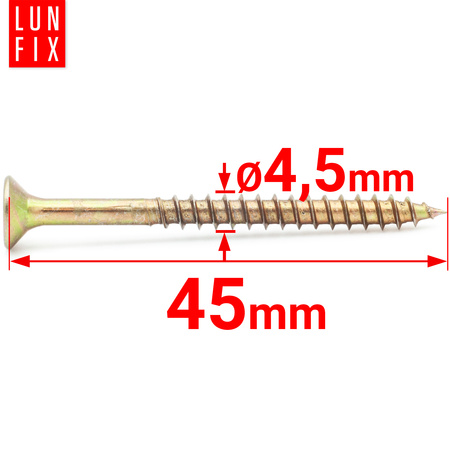 Vrut se zápustnou do dřeva a dřevotřísky 4,5x45 300ks.