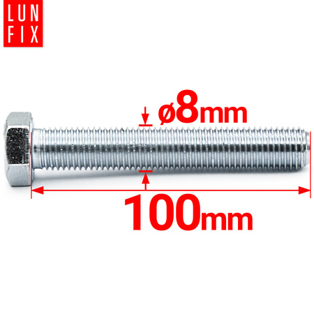 Metrický šroub M8x100 pozinkovaný DIN 933 třída 8.8 1kg