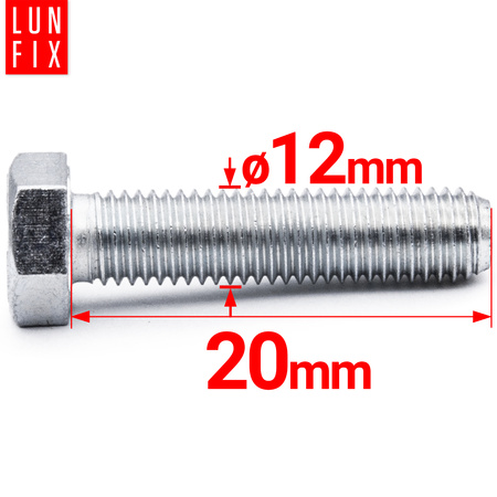 Metrický šroub M12x20 pozinkovaný DIN 933 třída 8.8 1kg